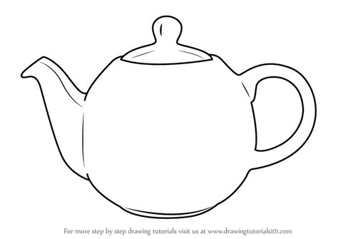 Yea Pot Drawing, How To Draw A Tea Pot, Tea Pots Drawing, Tea Pot Outline, How To Draw A Teapot, Tea Kettle Drawing, Teapot Sketch, Tea Pot Drawing, Pots Drawing