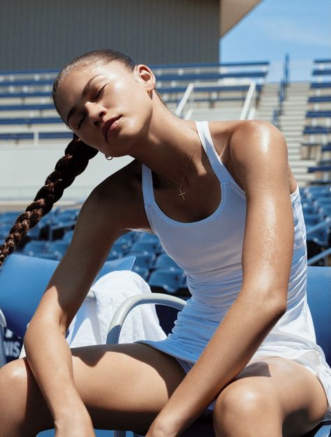 Zendaya for Challengers (2024) Zendaya Challengers, Anne Wheeler, Tennis Photoshoot, Zendaya Maree Stoermer Coleman, Zendaya Coleman, Blonde Guys, Tennis Clothes, Film Aesthetic, Funko Pop