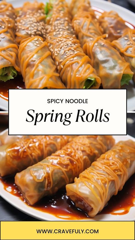 Spicy Noodle Spring Rolls – Cravefuly Ramen Noodle Spring Rolls, Buldak Ramen Spring Rolls, Spring Roll Spicy Noodles, Spring Rolls With Noodles, Ramen Spring Rolls, Spicy Spring Rolls, Noodle Spring Rolls, Spicy Noodles Recipe, Spicy Noodle