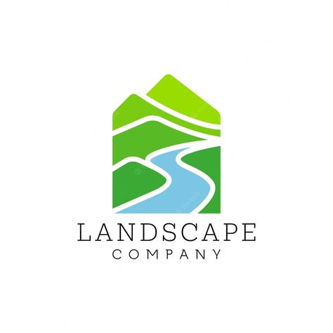 Landscape Logo Design, Path Logo, Journey Logo, Cafe Logos, Blue Sparrow, Landscaping Logo, Landscape Logo, Logo Garden, Hill Logo