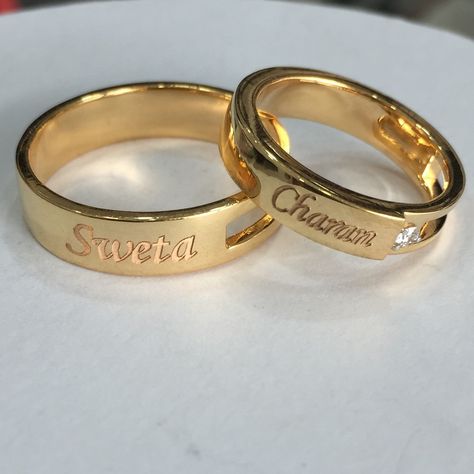 Wedding Ring With Name, Infinite Ring, Couple Rings Gold, خواتم خطوبة, Non Traditional Wedding Ring, Gold Stacking Rings Wedding, Couple Ring Design, Ring Name, Engagement Rings Couple