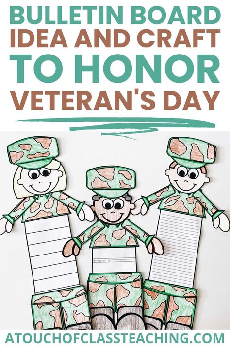 Veteran's Day is an important day to honor and acknowledge in your elementary classroom, and you can do just that with my Veteran's Day craft and writing activity! Here on my blog, I'm sharing lots of fun and hands-on activities for fall, which also includes this Veteran's Day craft. You can pair the craft and writing activity with a great mentor text, and you'll be integrating social studies and writing into one lesson. Get the fall decor ideas and lessons right here! Veterans Day Door Decorations For School, Veterans Day Writing Activities, Fall Bulletin Board Ideas, What Is A Veteran, Seasonal Bulletin Boards, Inspirational Classroom Posters, Autumn Teaching Ideas, Bulletin Boards Theme, Fall Bulletin Board