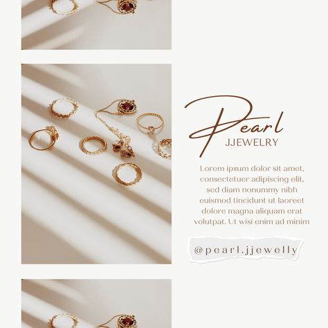 My design templates instagram for jewelry store Instagram Template Jewelry, Instagram Content Ideas For Jewelry Business, Jewelry Graphic Design Social Media, Jewelry Mockup, Jewelry Template, Pandora Essence, Wire Art Sculpture, Jewelry Catalog, Jewellery Brand