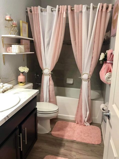 First Apartment Bathroom Ideas, Blush Bathroom Decor Ideas, Boujee On A Budget Apartment, Small Bathroom Ideas On A Budget Apartment Decor Master Bath, How Decorate Bathroom Ideas, Pink Bathroom Ideas Modern, Shein Bathroom Decor, Pink Restroom Decor Ideas, Home Decor Ideas For Women