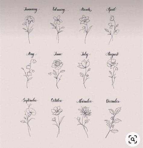 Zodiac Flowers Birth Month, August And November Birth Flower Tattoo, July And August Birth Flower Tattoo, July Month Flower, December Flower Tattoo, August Flower Tattoo, January Flower, November Flower, Flower Spine Tattoos