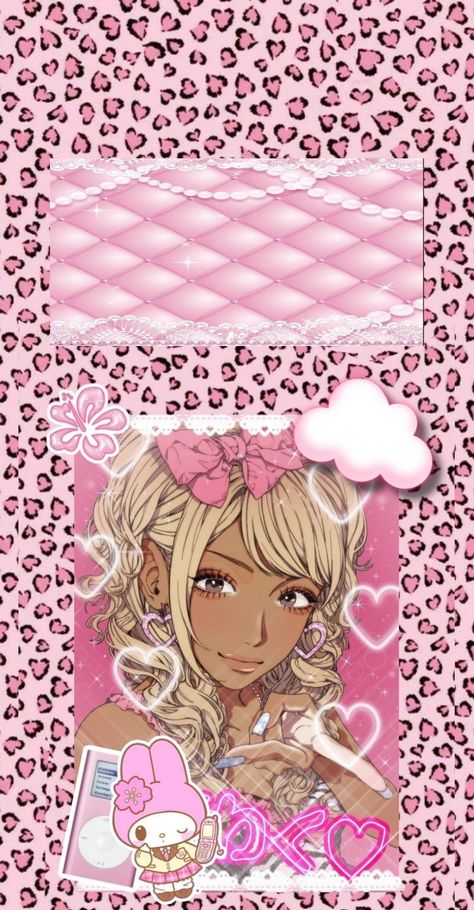 Gyarucore Wallpaper, Pink Gyaru Wallpaper, Gyaru Wallpaper Lockscreen, Bimbocore Wallpaper Phone, Gyaru Lockscreen, Gyaru Background, Pink And Silver Wallpaper, Gyaru Wallpaper, Cottagecore Wallpaper