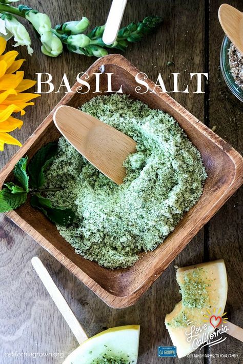 Basil Extract Recipe, Basil Finishing Salt, How To Preserve Basil From The Garden, Basil Salt Uses, Basil Sea Salt, Oregano Salt Recipe, How To Make Basil Salt, Basil Salt Recipe Easy, Herbal Salts Recipes