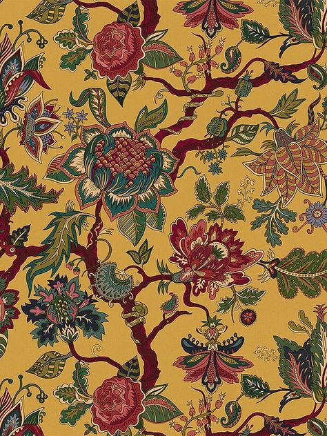 Wallpaper | WEAR THE WALLS Eden Wallpaper, Indian Prints, Yellow Wallpaper, Trendy Prints, Yellow Aesthetic, Experience Design, Laura Lee, Mellow Yellow, Yellow Background