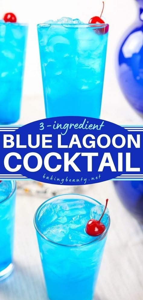 Blue Lagoon Cocktail, summer drinks, Party Drink Mix Punch Recipes, Sweet And Fruity Alcoholic Drinks, Mixed Drinks Alcoholic Jug, Quick Easy Alcoholic Drinks, Few Ingredient Drinks Alcohol, Blue Cocktails For Wedding, Punch Recipes Non Alcoholic Blue, Mixed Fruity Alcoholic Drinks, Blue Punches Recipes Non Alcoholic