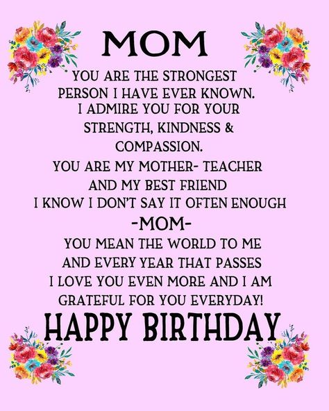 Pin by Izabel Kotak on celebration | Mom poems, Happy birthday mom, Happy birthday quotes Happy Birthday Mother Quotes, Happy Birthday Mom Poems, Happy Birthday Mom Message, Happy Birthday Mom Wishes, Happy Birthday Mom From Daughter, Birthday Message For Mom, Birthday Poem, Happy Birthday Mom Quotes, Wishes For Mother