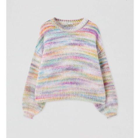 Chicas Zara on Instagram: “Jersey 35.99€ Pull & Bear Ref: 5553/403” Multicolored Sweater, Pastel Sweater, Winter Knitwear, Preppy Sweater, Clothing Factory, Tie Dye Sweater, Rainbow Sweater, Maxi Skirt Dress, Fancy Dress Design