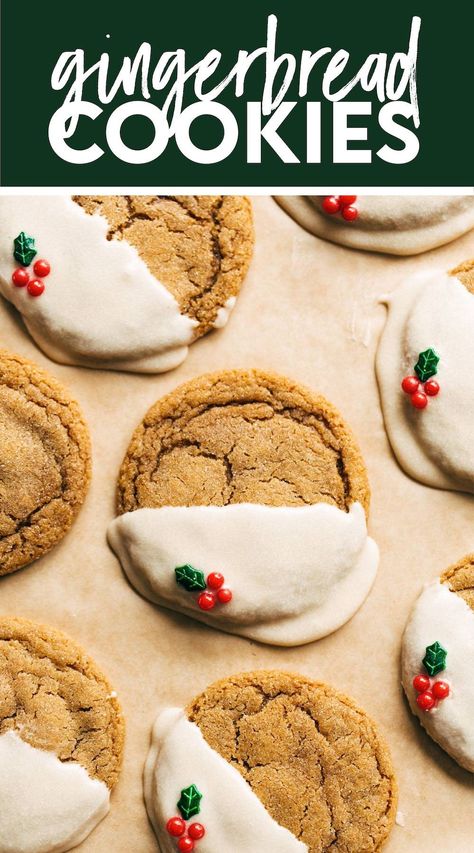 Soft Gingerbread Cookies with Maple Glaze! Let's make Soft Gingerbread Cookies this holiday season! Soft, pillowy gingerbread with sunken centers and slightly crisped edges, plus little nooks and crannies packed with ginger spice and molasses. These are SO GOOD! #gingerbreadcookies #gingerbread #christmascookie Maple Glaze Recipe, Best Gingerbread Cookies, Soft Ginger Cookies, Molasses Recipes, Soft Gingerbread, Cookie Bowls, Maple Cookies, Holiday Platters, Soft Gingerbread Cookies