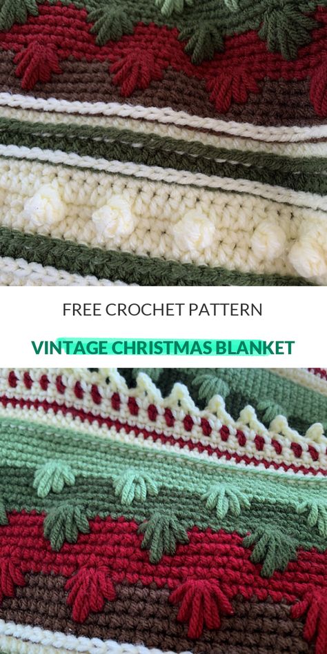 Christmas Crochet Blanket, Crocheted Christmas, A Vintage Christmas, Crochet Afghan Patterns Free, Christmas Blanket, Crochet Throw Blanket, Crochet Butterfly, Holiday Crochet, Crochet Patterns Free Blanket