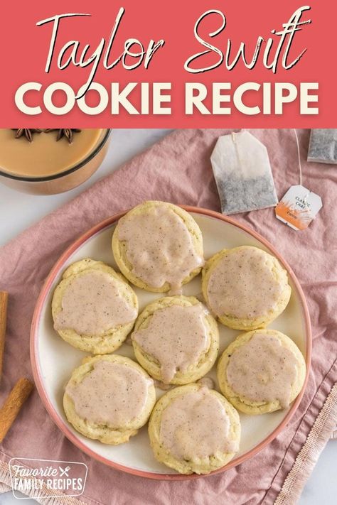 Call Cookie Recipes, Taylor Swift Pumpkin Cookies, Chi Tea Cookies, Chai Tea Cookies Recipes, Eggnog Icing, Chai Icing Recipe, Taylor Swift Chi Cookie Recipe, Taylor Swift Cookie Recipe, Chi Cookies