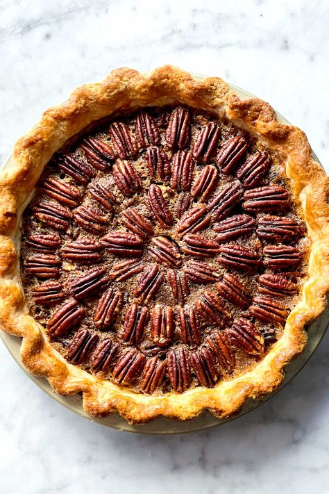 The BEST Pecan Pie (Without Corn Syrup!) | foodiecrush .com No Crust Pecan Pie, Decorative Pecan Pie, Tasting History Pecan Pie, Pecan Pie Recipe Ina Garten, Pecan Pie Cobbler With Pie Crust, Pecan Pie Crumble, Pecan Pie For Diabetics, Custard Pecan Pie, Pecan Custard Pie Recipe