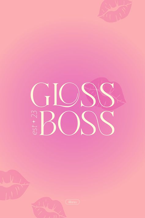 Gloss Boss | Brand Identity Design | Makeup Brand Logo Design | Feminine Classy Logo | Lip Gloss logowork #logoshop Lipgloss Logo Design Ideas, Makeup Branding Design Logo, Lip Gloss Business Ideas Logo, Beauty Brand Aesthetic, Girly Logo Design Ideas, Makeup Poster Design, Makeup Brand Logo, Girly Logo Design, Boss Makeup