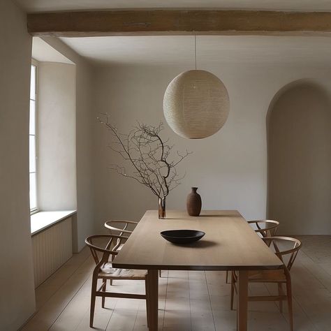 Mini_japandi (@mini_japandi) • Instagram photos and videos Japandi Dinner Table, Arch Dining Room, Japandi Dining Area, Japandi Condo, Japandi Small Apartment, Modern Wabi Sabi Interiors, Japandi Table, Japandi Dining Room, Japandi Aesthetic