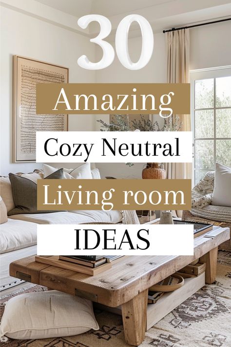 Hey, want a living room that's both stylish and snug? I've curated 30 spaces that master the art of cozy neutral decor. 🏡 Expect to see lots of comfy seating, warm throws, and chic accessories that'll transform your living room into the ultimate relaxation zone. You're going to love it! Cozy Living Rooms Couches, Cozy Downstairs Living Room, Natural Couch Living Room, Family Living Room Ideas Modern Comfy, Neutral Living Room Plants, Cozy Family Rooms Ideas, Family Room Neutral Decor, Neutral Living Room Furniture Ideas, Simple Living Rooms