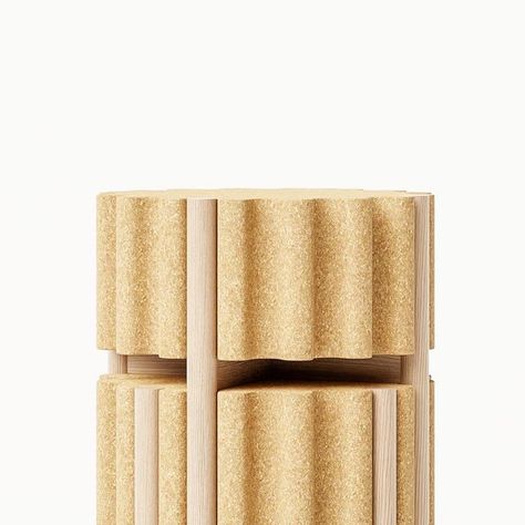 Cork Furniture Design, Cork Stool, Stackable Furniture, Cork Design, Stackable Stools, Bio Design, Cork Wood, Turned Wood, Wood Stool