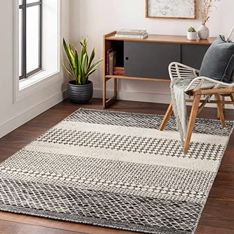 Textured Area Rug, Moroccan Trellis, Carpet For Living Room, Rugs And Mats, Boho Geometric, Bohemian Living Room, Transitional Area Rugs, Black Area Rugs, Striped Rug