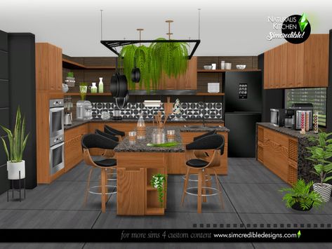 The Sims Resource - Naturalis Kitchen Sims4 Kitchen Ideas, Ts4 Cc Furniture Kitchens, Kitchen Ideas Sims, Kitchen Ideas Sims 4, Sims 4 Modern Kitchen, Kitchen The Sims 4, Sims 3 Kitchen, Sims 4 Kitchen Cabinets, Sims 4 Home Decor