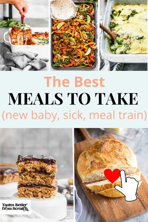 An image of comforting meal ideas to deliver to those in your circle that need a meal. After Surgery Meals, Meal To Take To Someone, Meal Train Ideas Dinners, Meal Train Ideas, Good Meals To Cook, Best Dinner Ideas, Care Meals, Meals For New Moms, Meal Train