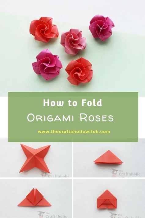 How to Make Easy Origami Roses How To Make A Origami Flower, Tiny Origami Flowers, Origami Tutorial Step By Step Flowers, How To Make Sticky Note Flowers, How To Make A Paper Rose Step By Step, Paper Roses Diy Easy Step By Step, Post It Note Origami Flower, Sticky Note Roses, Beginner Origami Step By Step