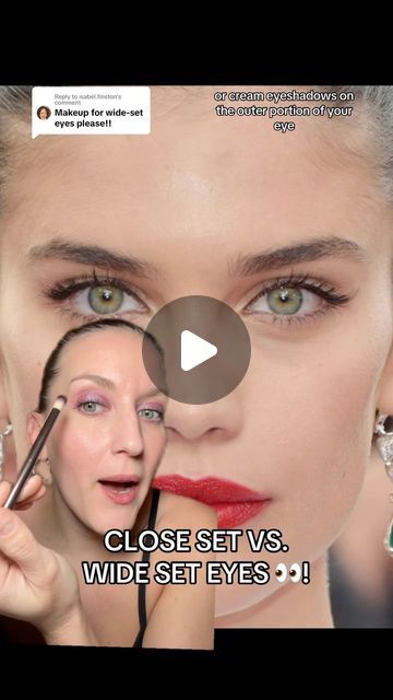 Mallory Osses on Instagram: "CLOSE SET VS. WIDE SET EYES 👀! 

#eyeshadow #makeuptutorials" Eye Makeup For Close Set Eyes, Wide Eyes Makeup, Wide Set Eye Makeup, Close Set Eyes Makeup, Wide Eye Makeup, Makeup For Close Set Eyes, Deepset Eye Makeup, Deep Set Eye Makeup, Close Set Eyes