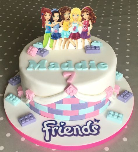 Lego Friends cake.                                                                                                                                                                                 More Lego Friends Birthday Party Cake, Lego Cake For Girls Cute Ideas, Lego Friends Birthday Cake, Lego Girls Cake, Lego Girls Birthday Party, Lego Torte, Lego Friends Cake, Lego Friends Birthday Party, Lego Friends Birthday