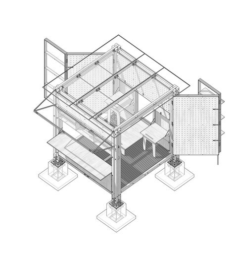 Gallery of Mobile Working Cabin for Rural Vitalization / SCHOOL OF ARCHITECTURE AND URBAN PLANNING, NANJING UNIVERSITY - 35 Sustainable Living Architecture, Cabin Architecture Plan, Cabin Architecture Design, Pavilion Design Architecture, Flexible Housing Architecture, Communal Housing Architecture, Student Housing Architecture Concept, Small Pavilion, Vernacular School Architecture