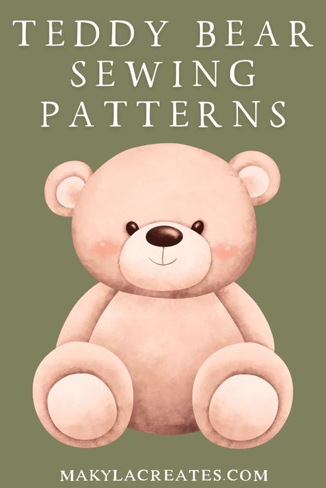 Free Plush Sewing Patterns Printable, Care Bear Pattern Sewing, Diy Bear Stuffed Animal, Home Made Teddy Bears, Non Jointed Teddy Bear Pattern, Sewn Teddy Bear Pattern, Sewing Patterns Teddy Bears, Simple Teddy Bear Sewing Pattern, Sew Stuffed Animals Patterns