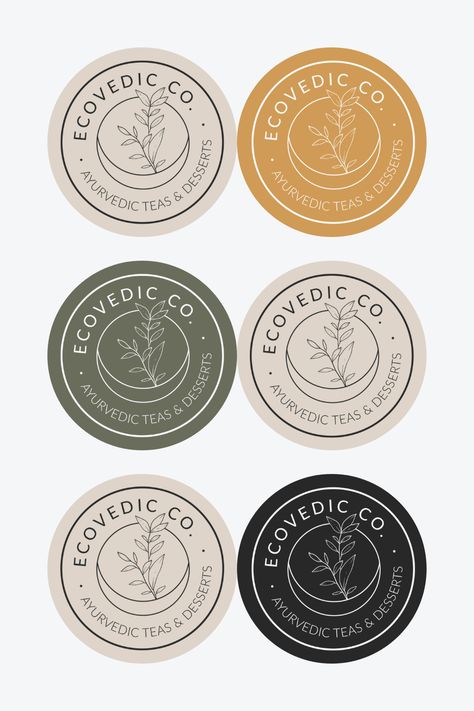 Sleek serif font and earthen sticker design for ecofriendly and healthy brand of organic products. Brand Sticker Design, Healthy Logo Ideas, Natural Branding Design, Healthy Branding, Organic Branding Design, Organic Tea Brands, Healthy Logo, Organic Branding, Co Branding