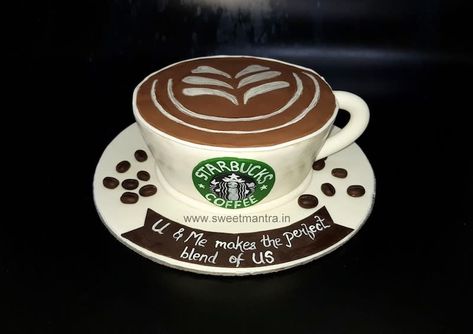 Starbucks coffee theme shaped customized 3D designer fondant cake for coffee lover's birthday by Sweet Mantra - Customized 3D cakes Designer Wedding/Engagement cakes in Pune - http://cakesdecor.com/cakes/317540-starbucks-coffee-theme-shaped-customized-3d-designer-fondant-cake-for-coffee-lover-s-birthday Coffee Lover Cake, Coffee Cake Design, Starbucks Coffee Cake, Lover Cake, Coffe Mug Cake, Starbucks Cake, Starbucks Birthday, Coffee Cupcakes, Orange Chocolate Cake