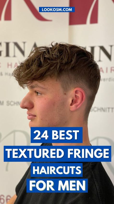 24 Textured Fringe Hairstyles for the Modern Man Men Longer Haircut, Hair Cuts For Teenagers Boys, The Fringe Haircut, Teenage Hairstyles Boys, Hảir Cut For Teen Boys, Broccoli Haircut Men, Low Fade Fluffy Fringe, Cool Guy Haircut, Fringe Boys Haircut