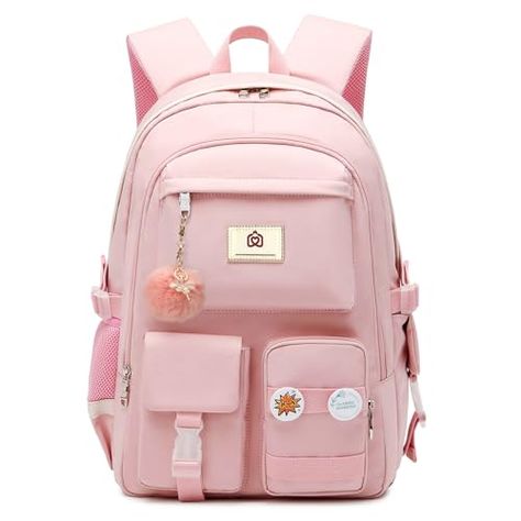 Backpack for Women Men Kids Girls Elementary Middle School Bag Large College Bookbags Purse Laptop Backpacks 16 inch Anti Theft Travel Daypack Casual Rucksack Teens Students Schoolbag-Pink Stylish School Bags, Bag College, School Bag College, Kawaii Backpack, Travel Daypack, Bags For Teens, College Backpack, School Bags For Girls, Cute Backpacks