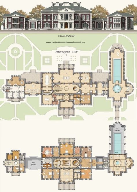 Dröm Hus Planer, Mansion Plans, Detail Arsitektur, Pelan Rumah, Bangunan Minecraft, House Plans Mansion, Old Mansion, Mansion Floor Plan, Vintage House Plans