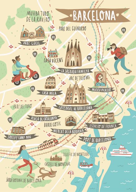 Map of Barcelona :: Behance Barcelona Map Illustration, Barcelona Tourist Map, Barcelona Shopping, Barcelona City Map, Barcelona Illustration, Editorial Advertising, Barcelona Map, Barcelona Trip, Barcelona Guide