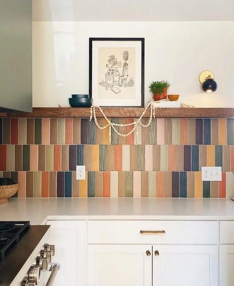 Colourful Backsplash, Rainbow Kitchen, Colorful Backsplash, Forest Hill, Backsplash Designs, Color Interior, Up House, On The Horizon, Dream House Decor