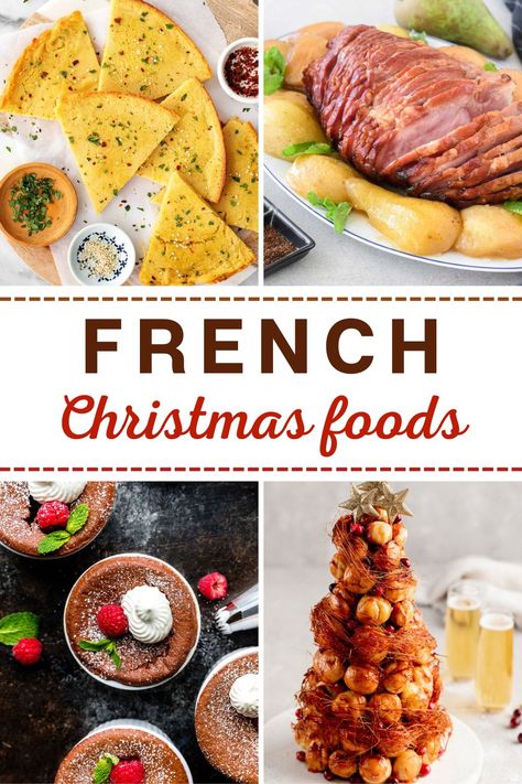 French Christmas Food Recipes French Christmas Food Traditional, European Christmas Recipes, Christmas Dinner Fancy, Traditional French Food Recipes, Fancy Christmas Food, Christmas Themed Recipes, Christmas Dinner Around The World, French Thanksgiving Recipes, French Christmas Recipes