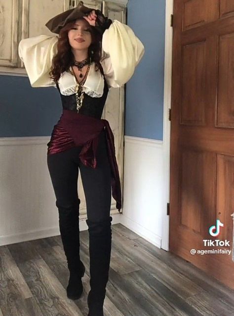 Pirate Costume, Dress Up, Halloween, Boots, White, Black