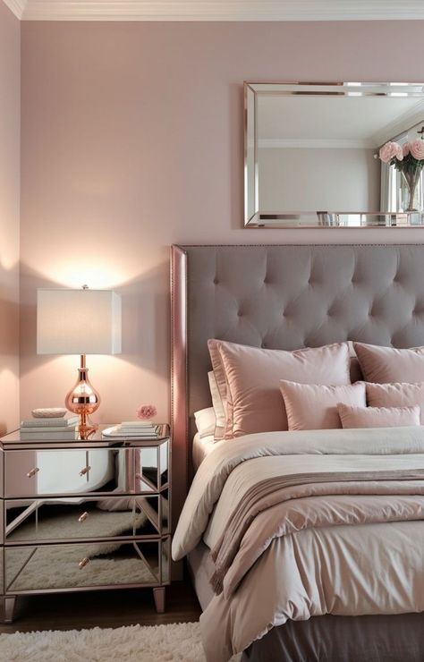 Pink Gray And White Bedroom Room Ideas Decorative Pillows, Gray With Pink Bedroom, Gray And Light Pink Bedroom Ideas, Blush Pink And Gray Bedroom, Pastel Pink And Grey Bedroom, Grey Rose Gold Bedroom, Rose Pink Bedding, Grey And Pink Bedding, Rose Gold And Grey Bedroom Room Ideas