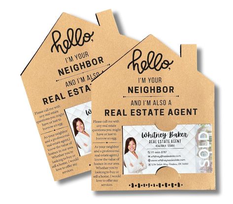 These real estate neighborhood cards offer bulk convenience for widespread outreach. This means you'll have plenty of your neighbor realtor cards to connect with every corner of your neighborhood, whether you're leaving them on doors, handing them out at local events, or including them in mailers. Strengthen your community ties and showcase your real estate expertise with ease, thanks to this generous bulk supply of real estate mailers. Real Estate Mailers, Realtor Handouts, Real Estate Christmas Cards, Realtor Cards, Real Estate Agent Gift, Real Estate Agent Marketing, Real Estate Advertising, Insurance Marketing, Real Estate Gifts