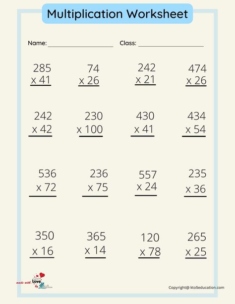 Grade 6 Math Worksheets With Answers, Long Multiplication Worksheets, Multiplication Practice Sheets, Worksheet Multiplication, Multiplication Test, Multiplication Questions, Long Multiplication, Grade 6 Math Worksheets, Coloring Worksheets For Kindergarten