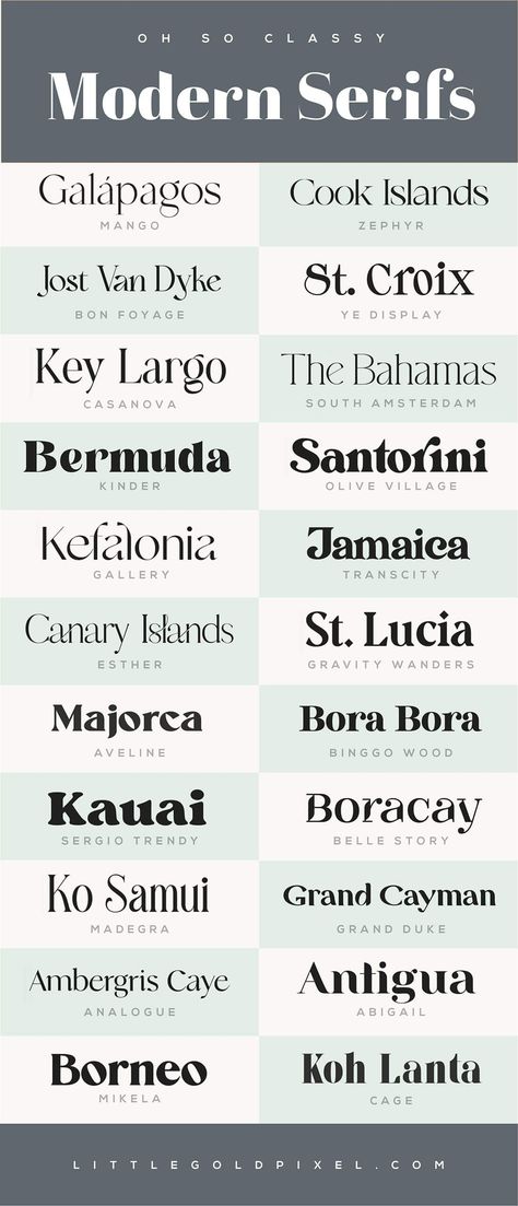 40 Modern Serif Fonts to Elevate Your Designs • Little Gold Pixel • In which I round up 40 modern serif fonts that make luxury and elegance accessible. For retro and sophisticated designs alike. Luxurious Fonts Typography, Rounded Serif Font, Graphic Design Fonts Free, Best Typography Fonts, Canva Serif Font, Fonts For Photoshop, Fonts For Design, Elegant Font Logo, Elegant Typography Design