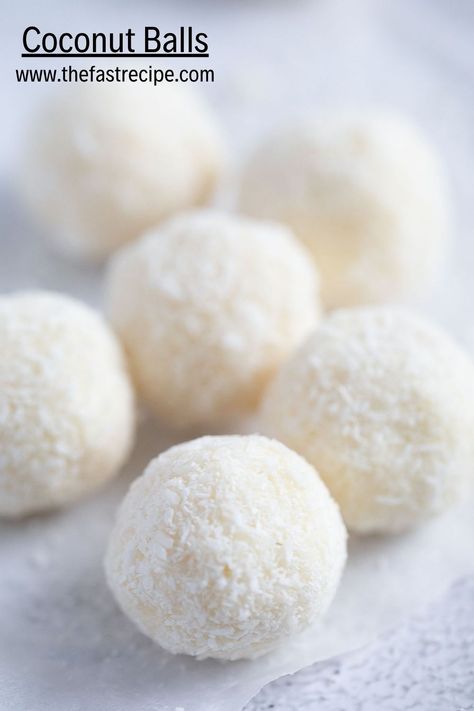 Easy 3-Ingredient Coconut Balls Recipe! Try this simple no-bake dessert with shredded coconut and condensed milk. Perfect for coconut lovers! Coconut Balls Recipe, Coconut Sweetened Condensed Milk, Condensed Milk Recipes Desserts, Condensed Milk Desserts, Milk Recipes Dessert, Sweetened Condensed Milk Recipes, Coconut Balls, Milk Dessert, Condensed Milk Recipes