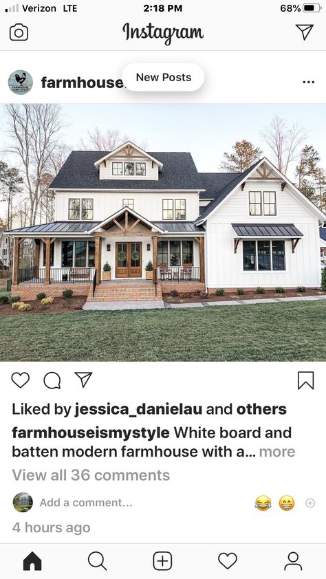 Farmhouse With Cedar Accents, Minwax Special Walnut, Farmhouse Idea, White Exterior Houses, Brick Steps, American Farmhouse, White Farmhouse, White Brick, Farmhouse Homes