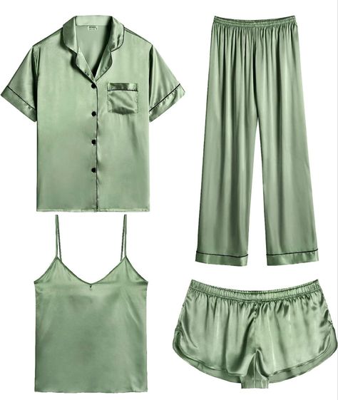 Bridal Sleepwear, Satin Pjs, Bridesmaid Pyjamas, Satin Sleepwear, Pajamas Sets, Button Down Short Sleeve, Cute Pajamas, Satin Pyjama Set, Matching Pajamas