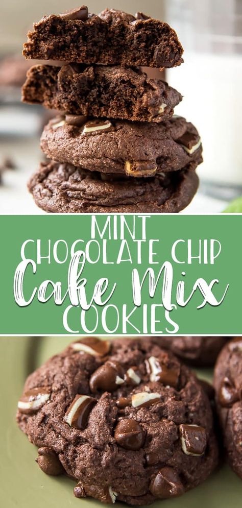 Andres Mint Chocolate Cookies, Chocolate Cake Cookies Mix Boxes, Betty Crocker Cake Mix Cookies, Mint Cake Mix Cookies, Andes Mint Cake, Chocolate Chip Cake Mix Cookies, Mint Chocolate Chip Cake, Easiest Cookies, Mint Chip Cookies