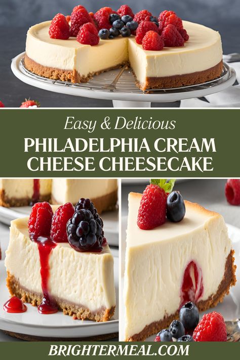 Cream Cheese Philadelphia, New York Cheesecake Recipes Philadelphia, Cheesecake Philadelphia Cream Cheese, Philidaphda Cheesecake, Philly Cheesecake Recipes, Philly Cream Cheese Cheesecake, Recipes Using Philadelphia No Bake Cheesecake Filling, Philadelphia Cheesecake Filling Recipes, Cheese Cakes Recipes Classic