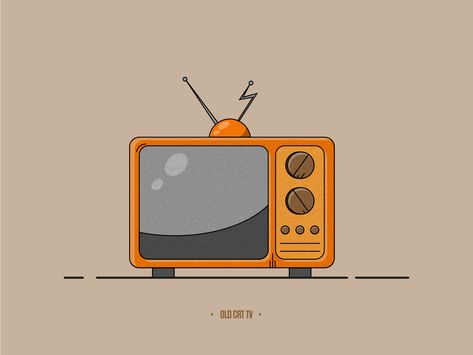 Old TV - illustration by Stefan Devai Old Tv Sketch, Tv Illustration Art, Old Tv Illustration, Vintage Tv Drawing, Tv Icon Aesthetic, Old Tv Drawing, Retro Tv Illustration, Tv Graphic Design, Television Drawing